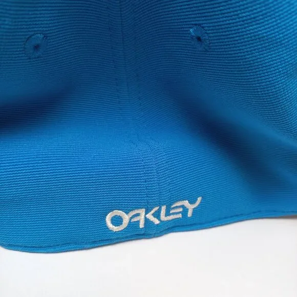 Oakley Frogskins hat men flex fit L XL L/XL Embroidered Cap Frog Blue White Rare - Picture 6 of 10